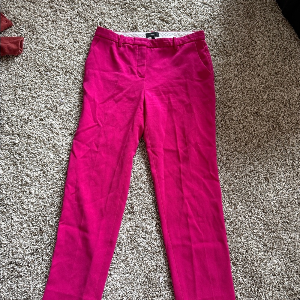 Theory Fuchsia Straight Leg Pants